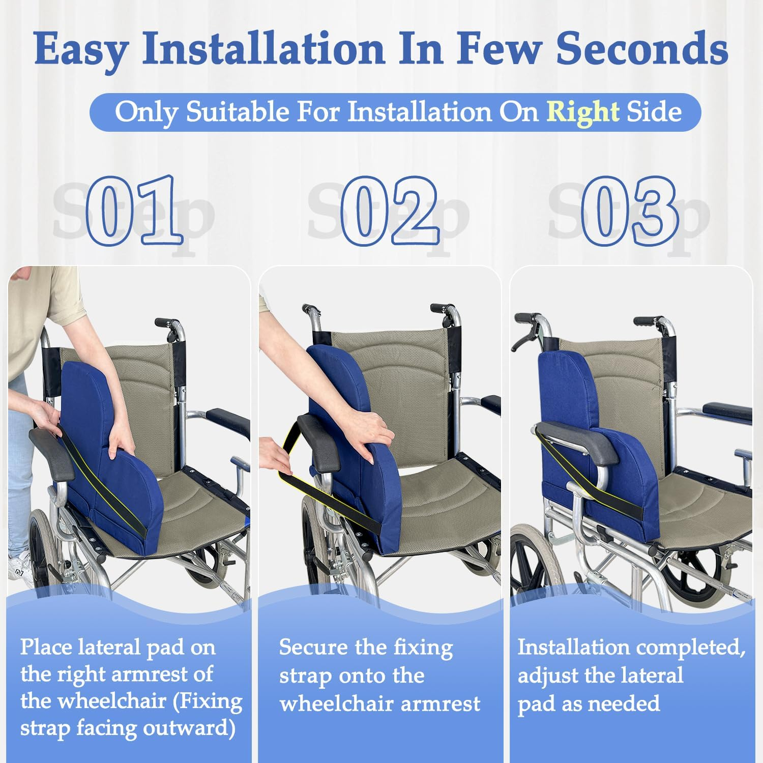 Lateral Support for Wheelchair Lateral Cushions for Seniors Wedge Pads Chair Support Attachment L Shape Padded for Wheelchair Side Right Guards Solid Panels for Elderly Positioning Better Posture (1) image number 4