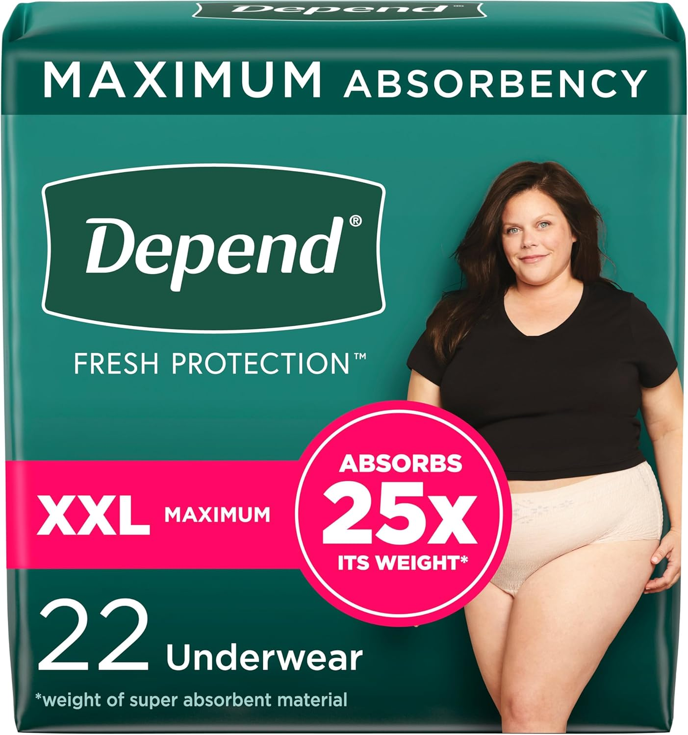 Depend FIT-FLEX Incontinence Underwear for Women, Disposable, Maximum Absorbency, XXL, Blush, 22 Count image number 5