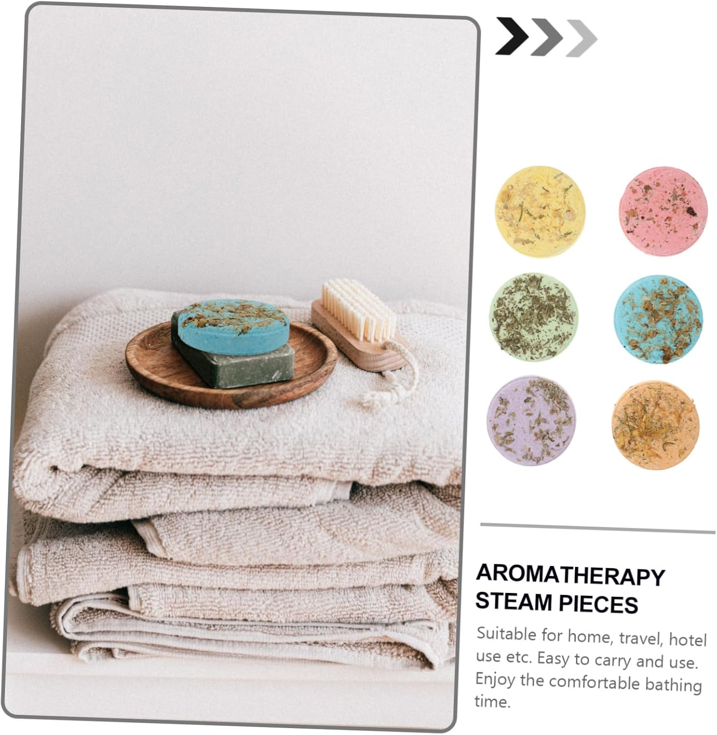 OSOLADY 6Pcs Steamers Jasmine Mint Lavender Orange and Rose Scents Aromatherapy Bath Accessory for Relaxation and Experience image number 6