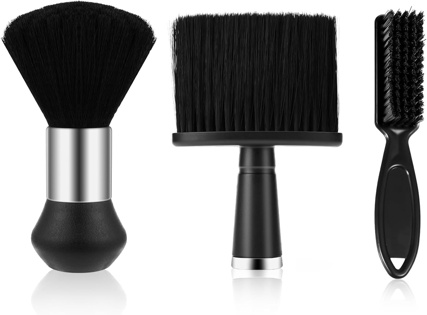 Leanockesa 3 Pcs Professional Barber Brush - Soft Neck Duster for Haircut, Styling & Cleaning | Premium Nylon Hair Brush | Barber Accessories (Black) image number 2