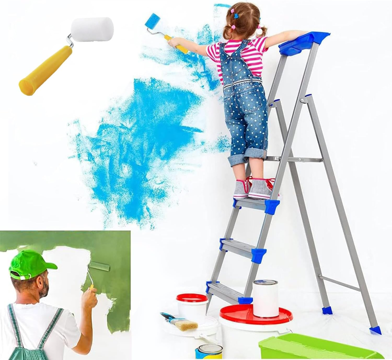 2 Inch Small Paint Roller Set,8 Piece Foam Paint Roller Kit,For Touch-Up Painting,Washable and Reusable Mini Rollers,Suitable for Walls,Doors, Cabinets,And Balcony Railings image number 3