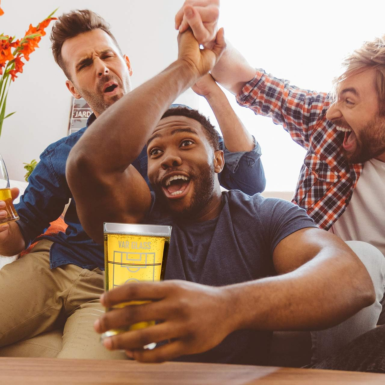 CKB LTD VAR Beer Glass and Drinking Game - Football Theme - Novelty Gift Set - 570Ml