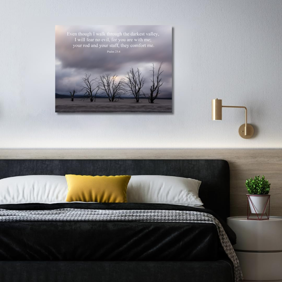 Tomuu Erissa Bible Verses Wall Decor 30X40 Cm - Canvas Scripture Wall Art with Christian Gift Tree on Ice Lake - Psalm 23:4 - Inspirational Bible Verse for Home, Church, Office Decor - Ecclesiastes 3 11 image number 7