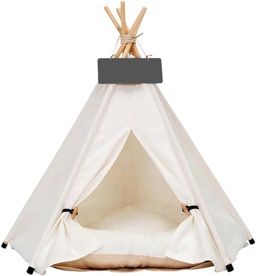 Pet Teepee Dog & Puppy Cat Bed Tents Tipi Portable Houses with Thick Cushion (L:Size Fits 15Kg/33Lbs (Pets)) image number 5