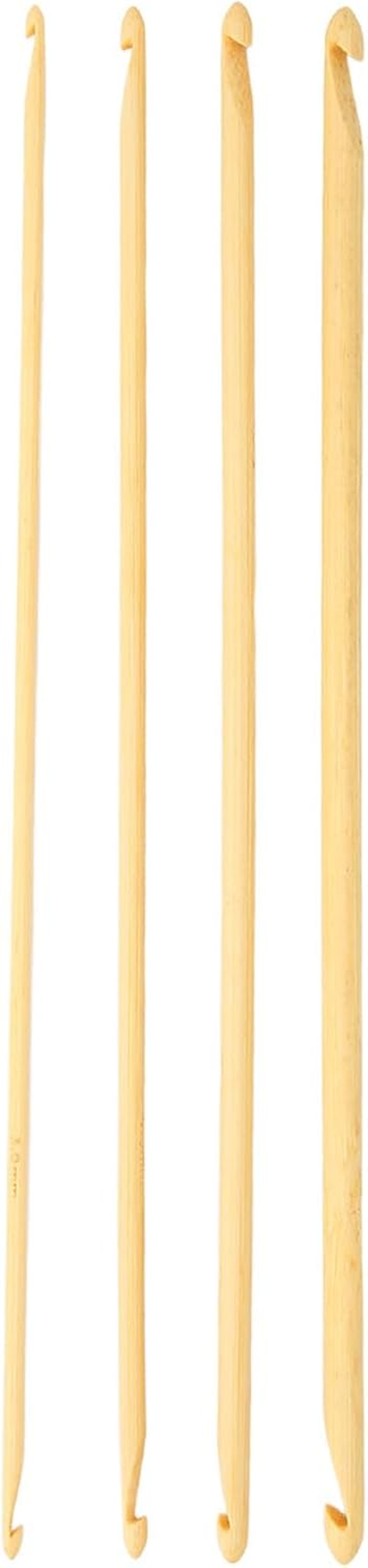 4Pcs 9.4In Long Double Ended Bamboo Tunisian Crochet Hook - Assorted Size anti Slip Knitting Needle for Sewing image number 4
