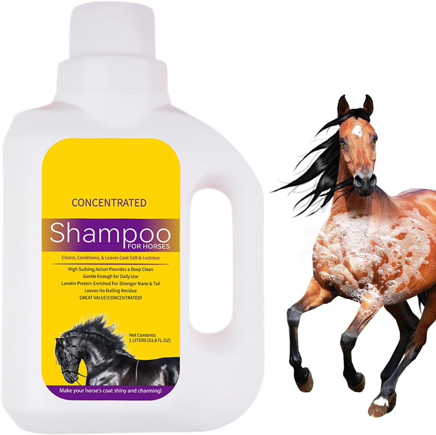Horse Shampoo and Conditioner - Mane and Tail Shampoo,1L Conditioning Grooming Body Wash for Skin Care Bathing Cleaning Mane Tail image number 6
