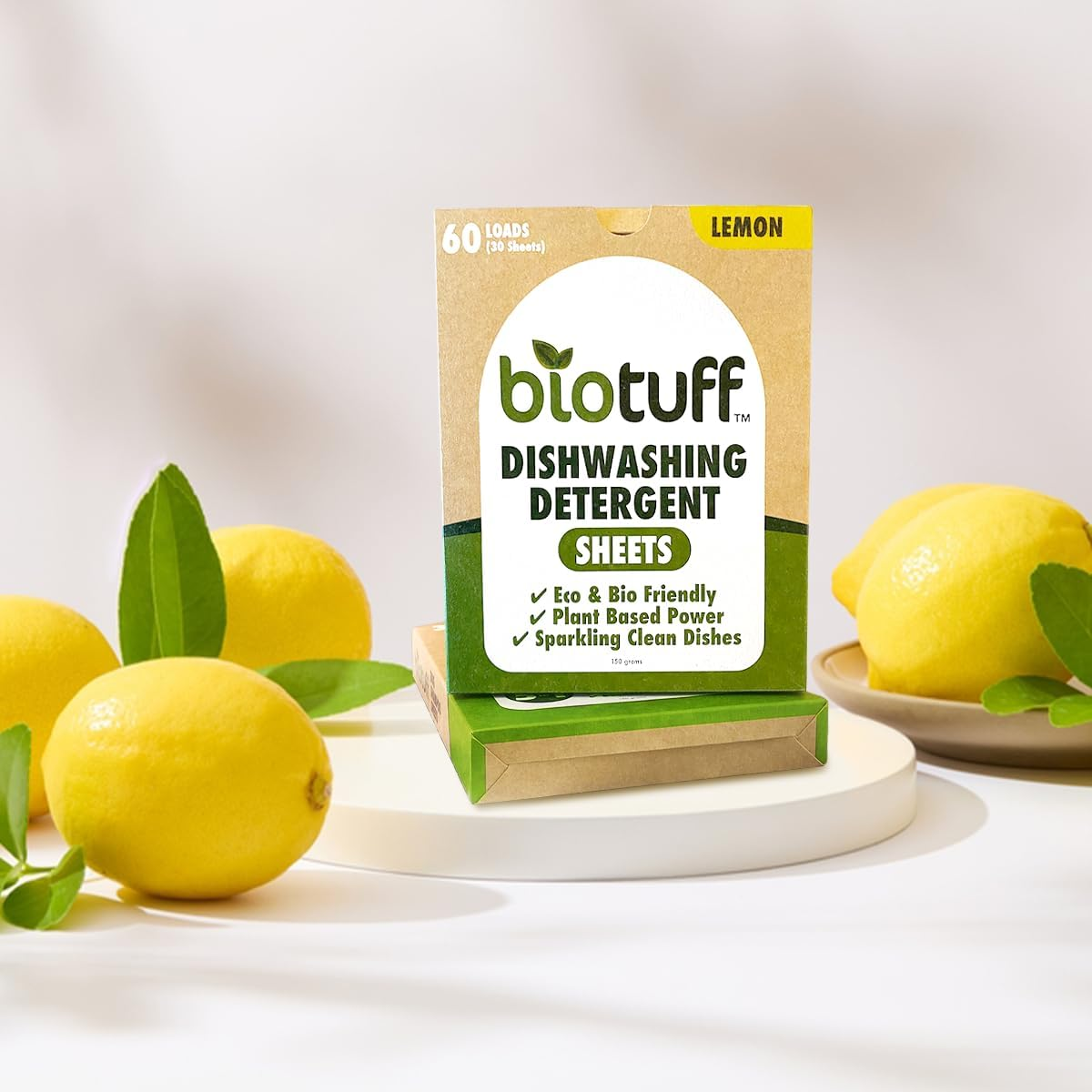 Biotuff Dishwasher Detergent Sheets - Eco Friendly, Biodegradable & Plastic Free - Powerful Grease Cutting Formula - Lightweight & Convenient Dishwashing Solution | 30 Sheets