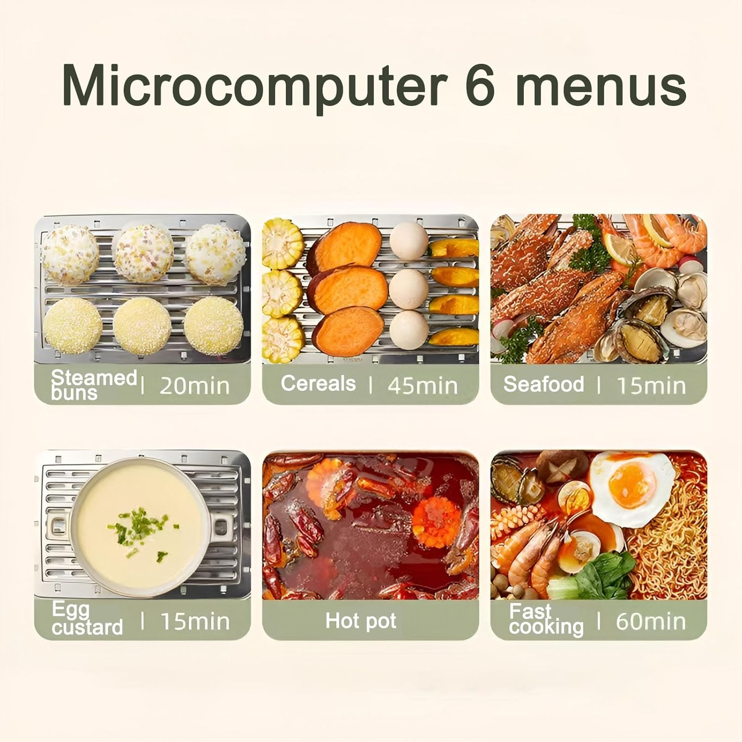 Multifunctional Electric Food Steamer 21.5L Large Capacity, with 3-Layer Steamer, 24H Reservation and Smart Timer, 1200W Fire Heating Stainless Steel Steamer，Blue - 3-Layer Blue image number 6