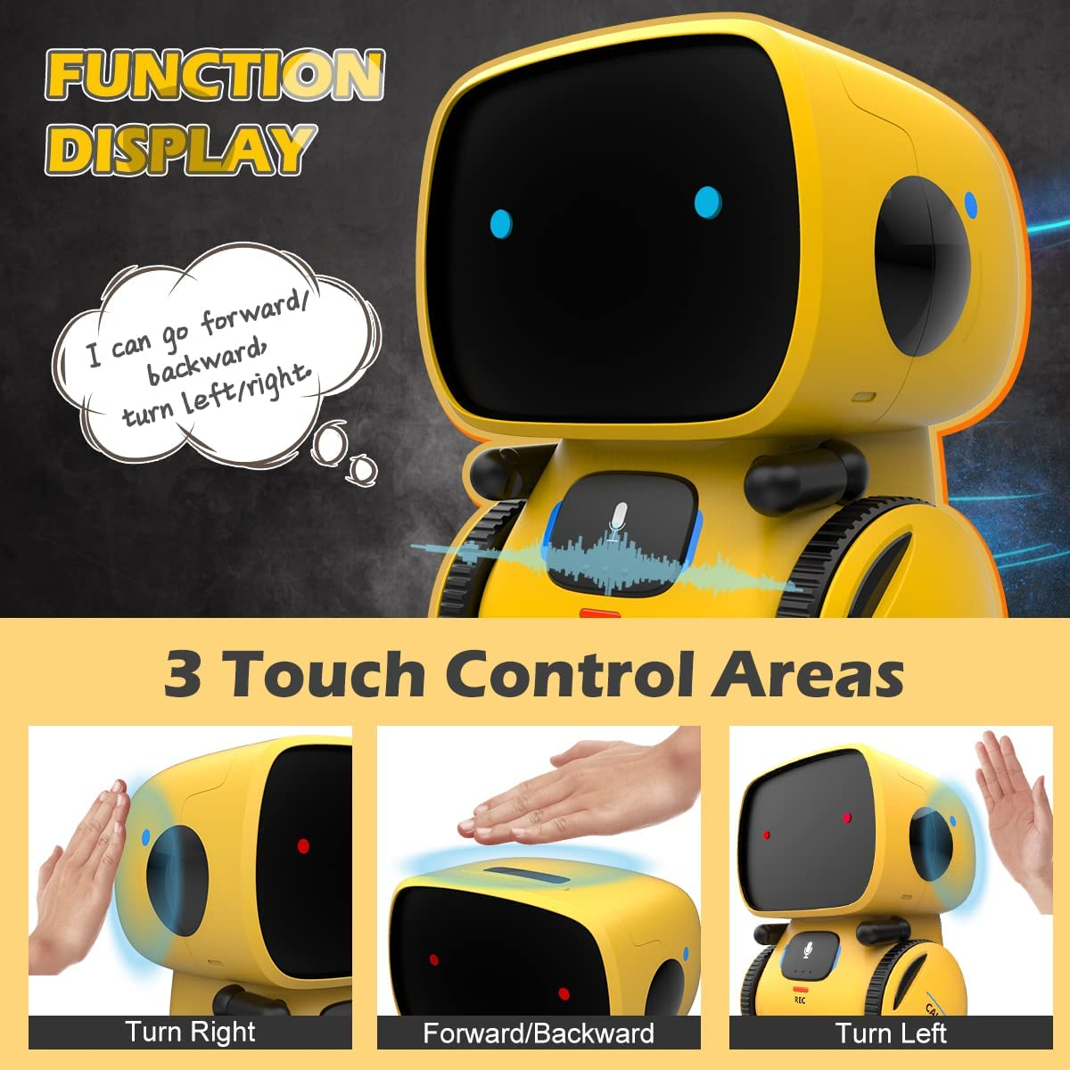 REMOKING Robot Toy for Kids,Stem Educational Robotics,Dance,Sing,Speak,Walk in Circle,Touch Sense,Voice Control, Your Children Fun Partners,Gift Toys for 3 4 5 6 7 Year Old Boys Girls (Yellow) image number 3