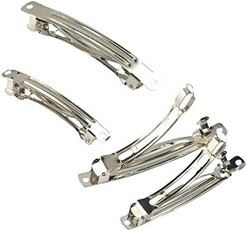 20Pcs Assorted Size Metal Silver French Barrette Hair Clips for DIY Hair Clip Craft Bows