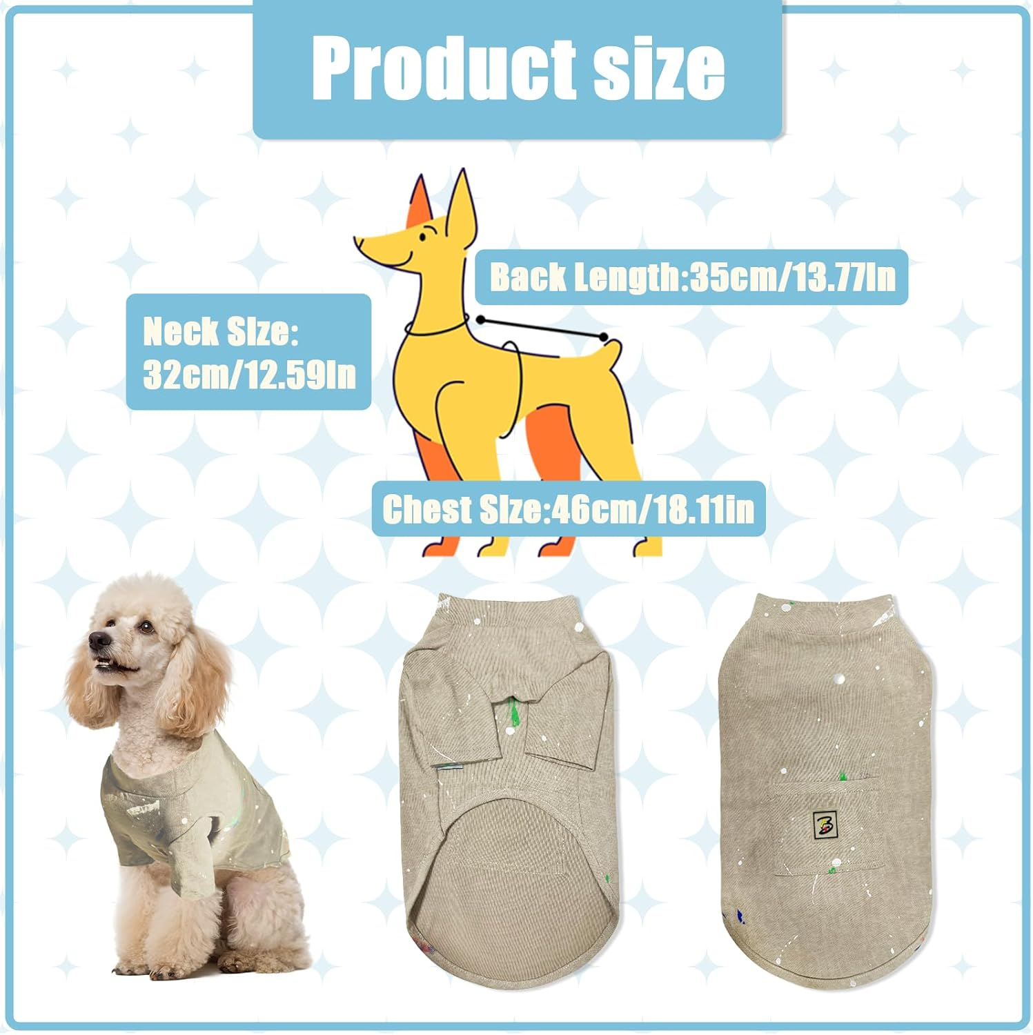 NILLOS Dog Jumper, 1 PCS Fashion Dog Vest for Small and Medium Dogs & Cats (Beige, XL) - Grey Ink Splash Pattern image number 3