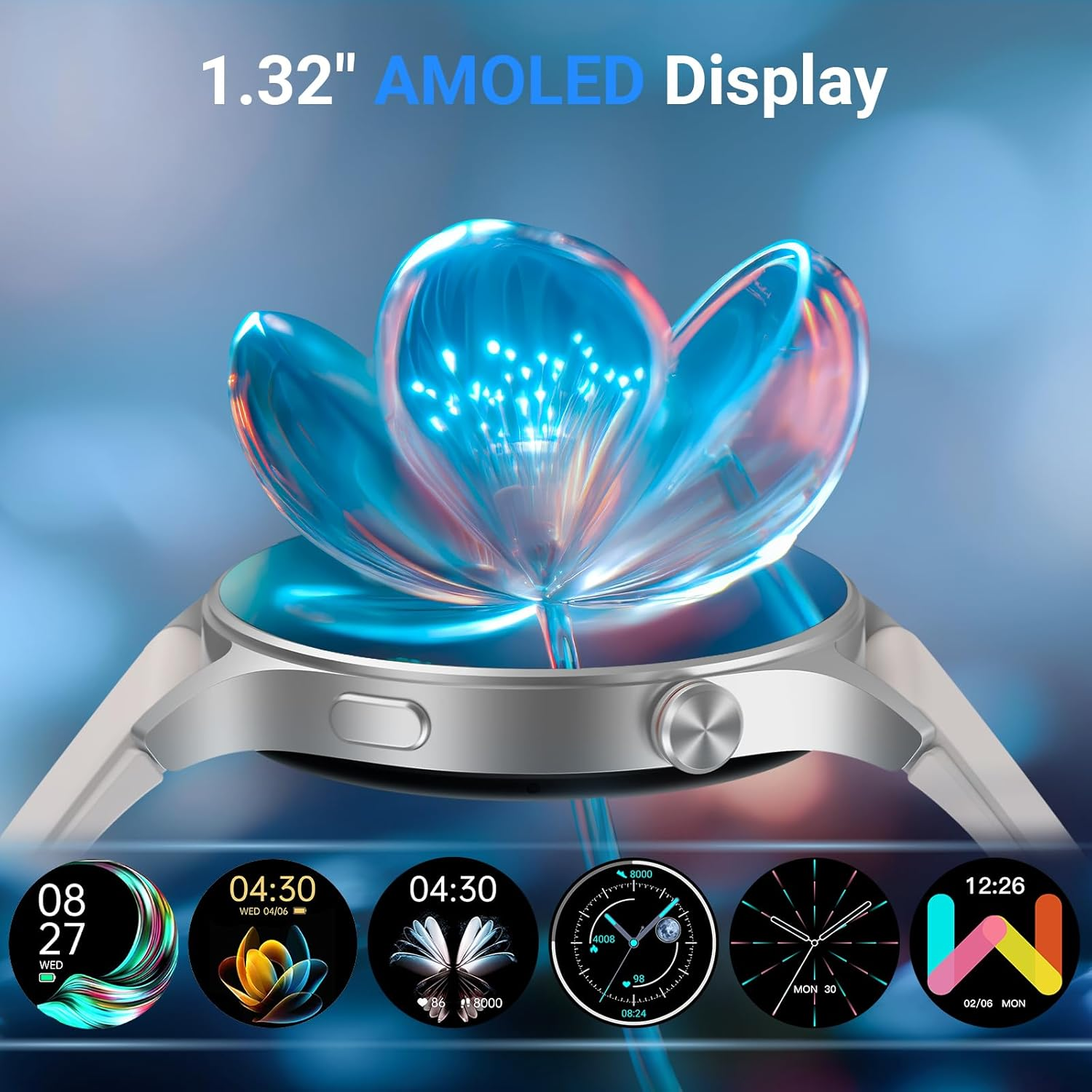 Aeac Smart Watch for Women Men,1.32" AMOLED Touchscreen Fitness Tracker, Make/Answer Calls, Activity Trackers with Heart Rate/Sleep/Spo2 Monitor,110+ Sport Modes Waterproof Fitness Watch image number 6