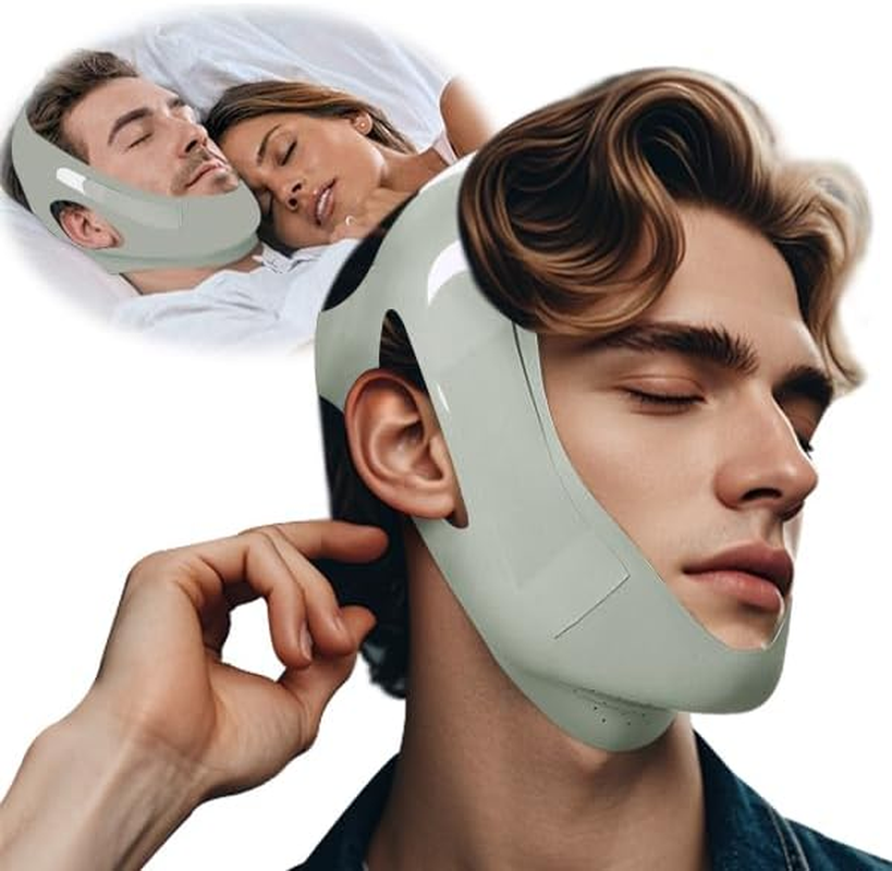 2-Pack Unisex Chin Strap for Snoring | Adjustable, Breathable & Skin-Friendly, Universal Fit Anti-Snore Set for Couples & Sleepers (Gray) image number 6