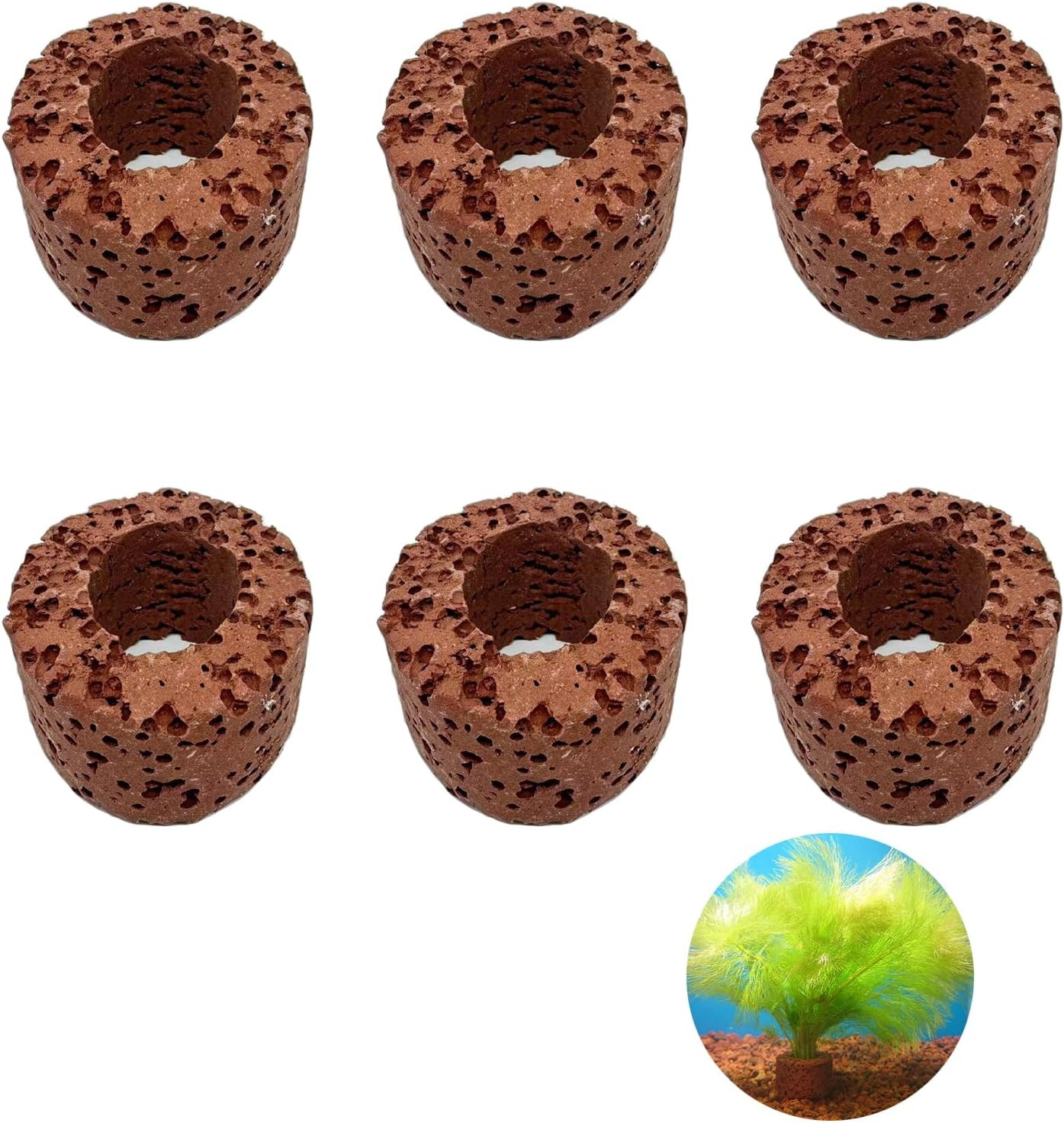 6 Pcs Aquatic Water Plant Fixed Rings, Aquarium Landscape Ceramic Pottery Plant Pot Gravity Ring for Fish Tank Accessories (Medium Sized) image number 4