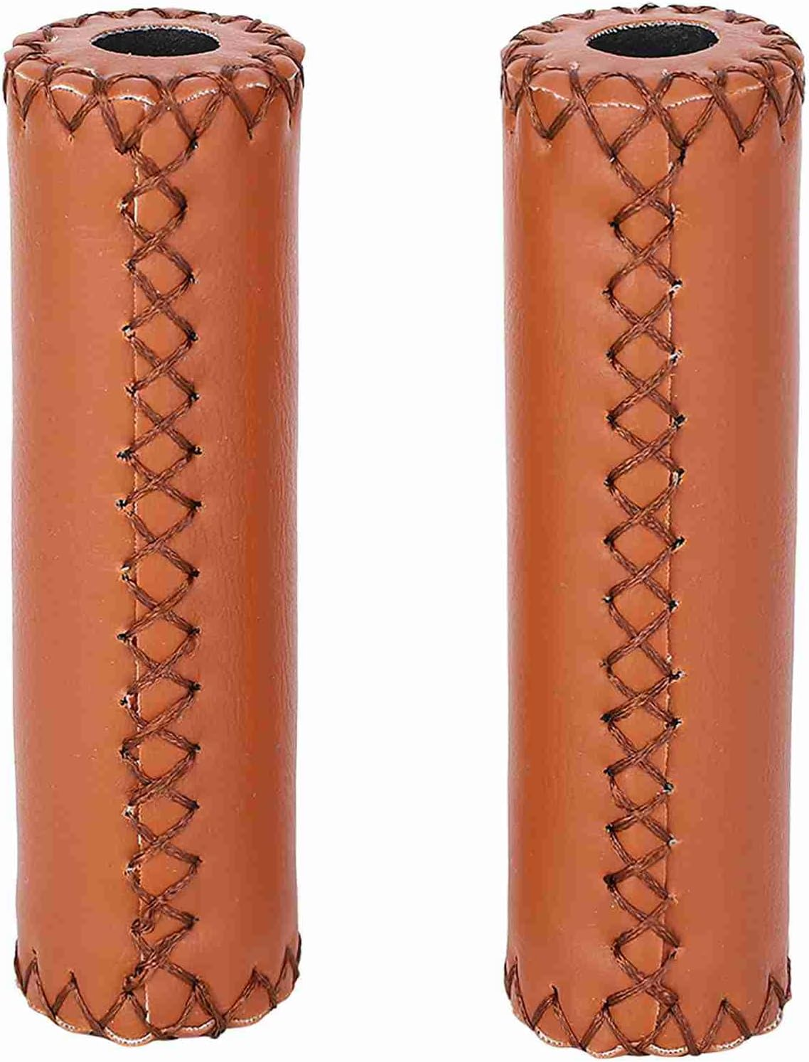 Handlebar Grips Three Color Retro Leather Bike Cover Grip for Uphill Riding - Brown image number 5