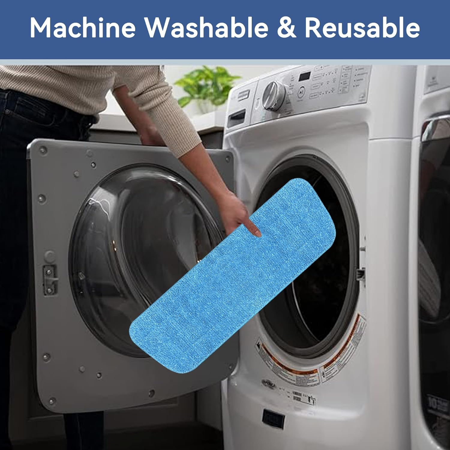 4 Pack Reusable Microfiber Mop Pads for 13''-15'' Spray Mop, Replacement Mop Refills for Wet and Dry Cleaning, Machine Washable Floor Cleaning Pads (Blue and Grey)