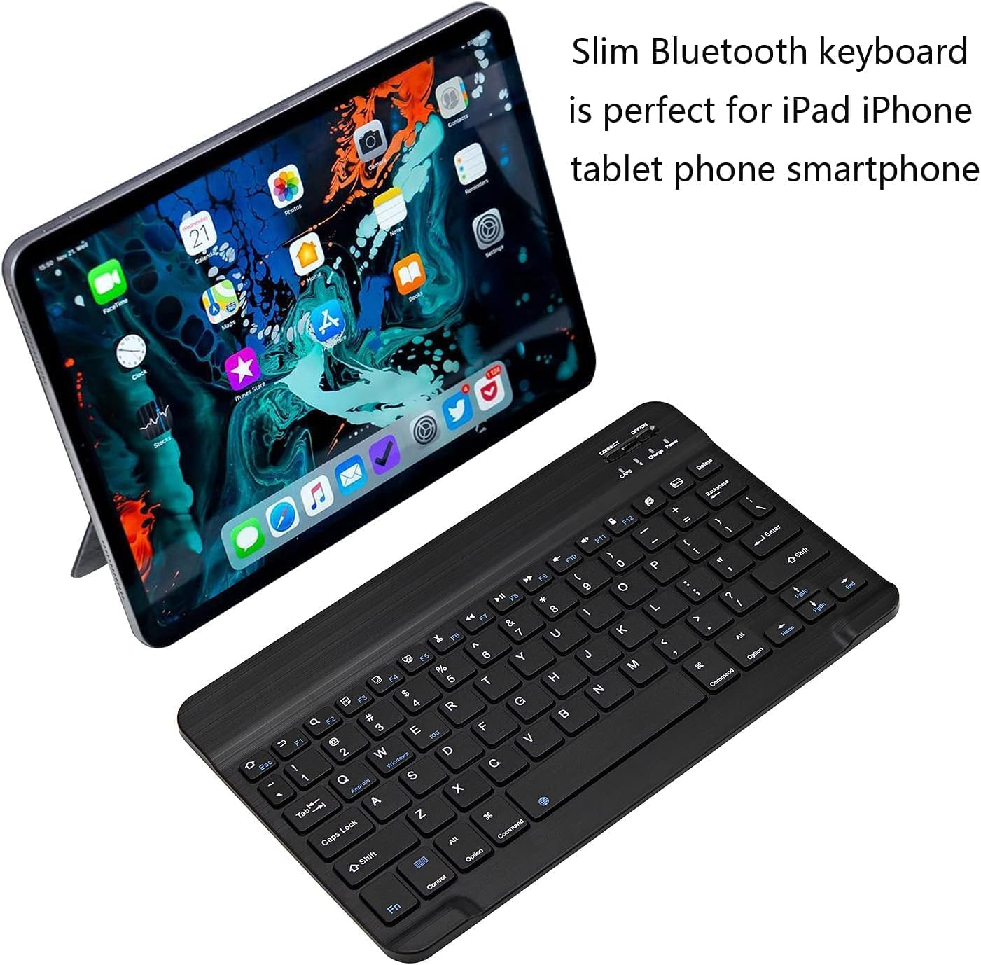 Ultra-Slim Bluetooth Keyboard Portable Mini Wireless Keyboard Rechargeable for Apple Ipad Iphone Samsung Tablet Phone Smartphone Ios Android Windows image number 4