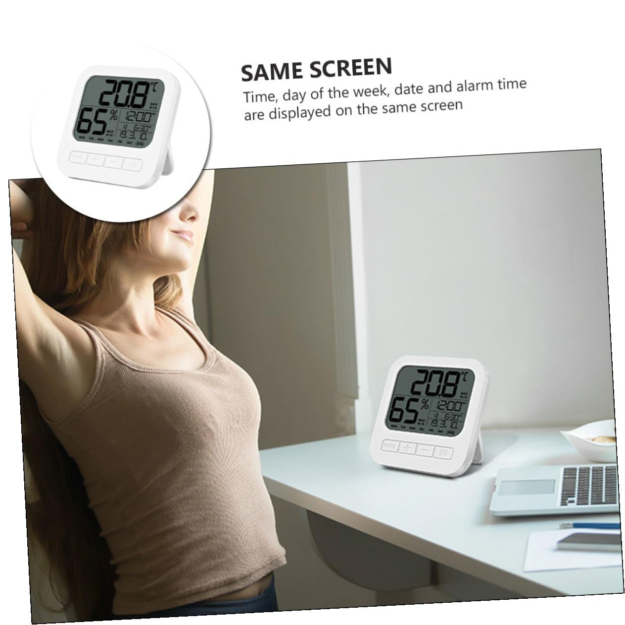 DOITOOL Digital Hygrometer for Home High-Precision Sensor Temperature and Humidity Display LCD Screen and Multiple Installation Options for Living and Office Use image number 4