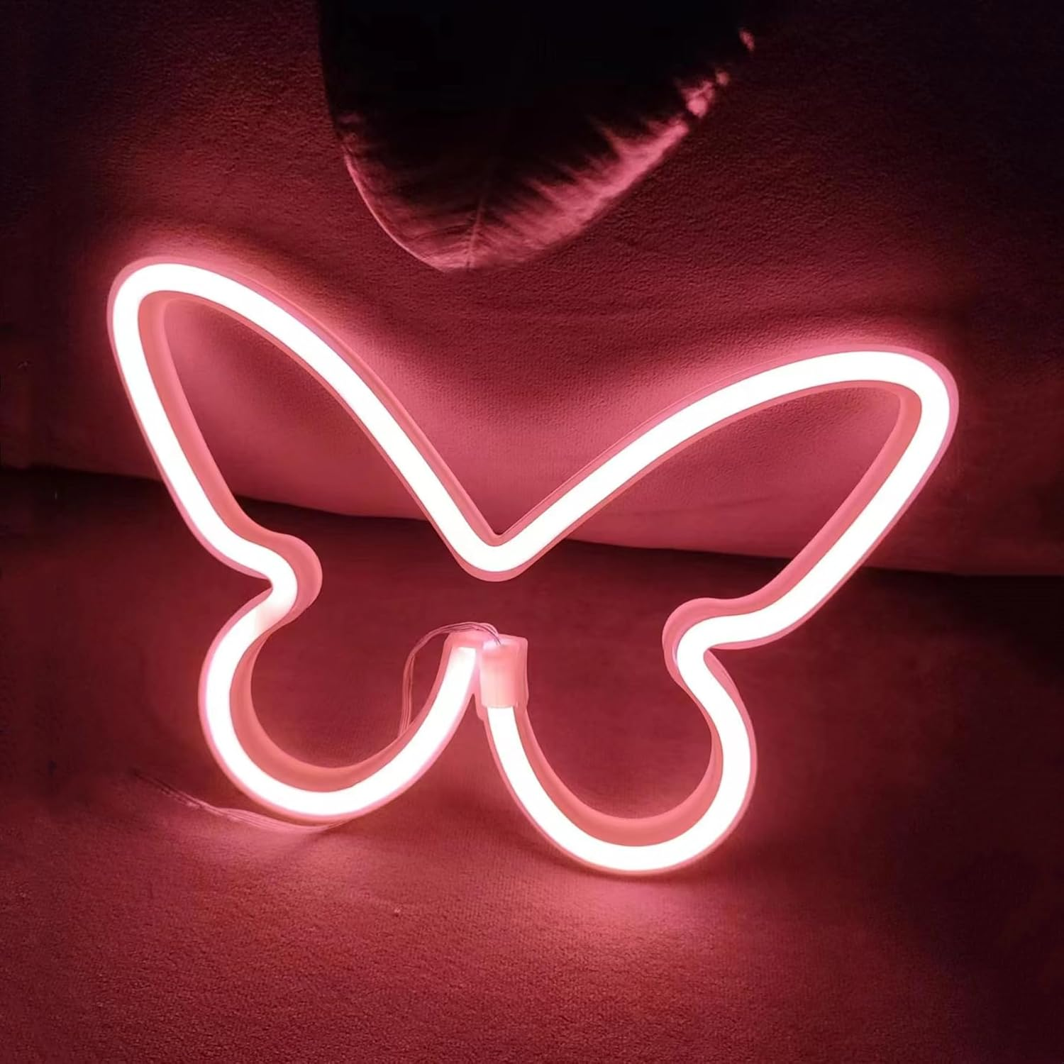 Coral Pink Butterfly Neon Signs for Wall Office Colleage Apartment Dorm Wedding Birthday Party Decor,Neon Butterfly Led Signs Decorations Night Light for Teen Girls,Usb or 3-AA Battery Powered image number 3