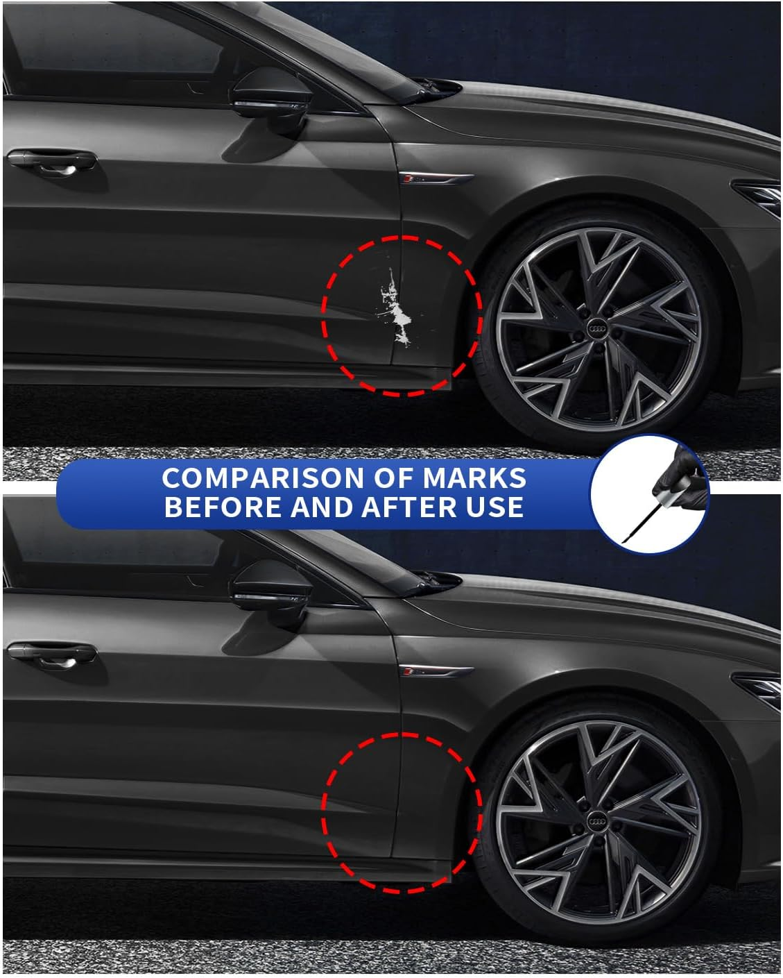 LZ7S/6Y Daytona Gray Pearl Touch up Paint Compatible with Audi Exact Match Chips and Nicks Touch Up image number 2