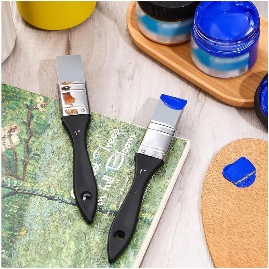 Pichcppo 2Pcs Silicone Paint Brushes, Sturdy Flat Silicone Paint Brush, Flexible, Wide & Narrow, for Acrylic Paints, Grey