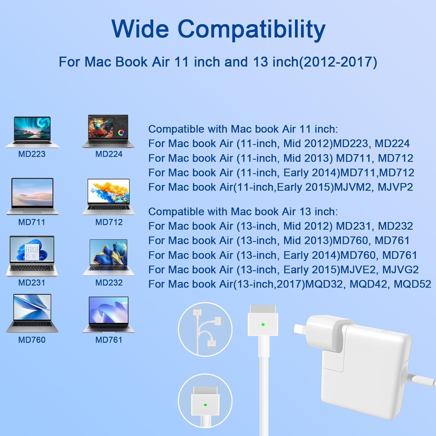 Mac Book Air Charger,Replacement for Mac Book Air 45W T-Tip Shape Connector Power Adapter,Laptop Charger Compatible with Macbook Air 11-Inch/13-Inch（Applicable to 2012 2013 2014 2015 2017） image number 5