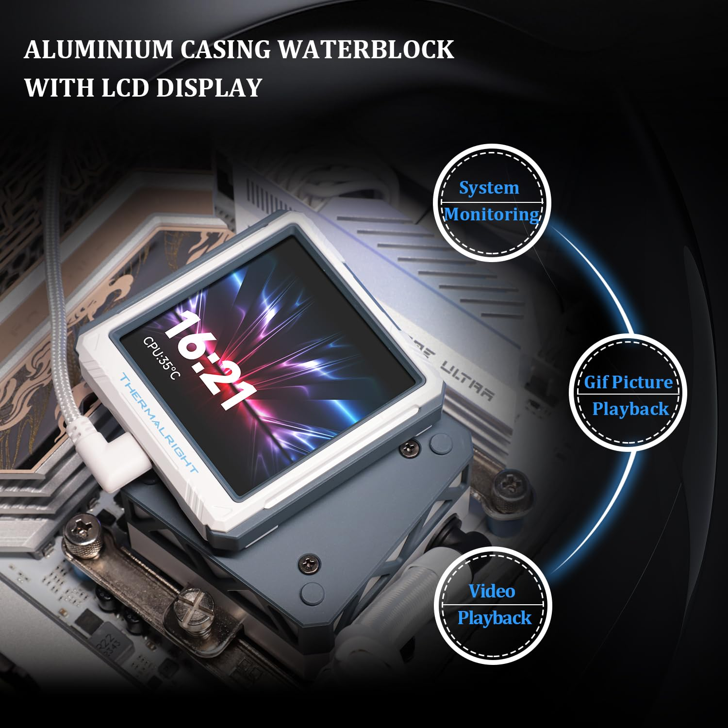 Thermalright FW 360 Ultra ARGB White 360Mm AIO CPU Liquid Cooler,Ips LCD Screen with 480X480 Resolution,For Am5/Intel LGA1851/1700,&lsquo;2.88 Inch&rsquo;Magnet-Absorbent LCD Screen for Images -White image number 5