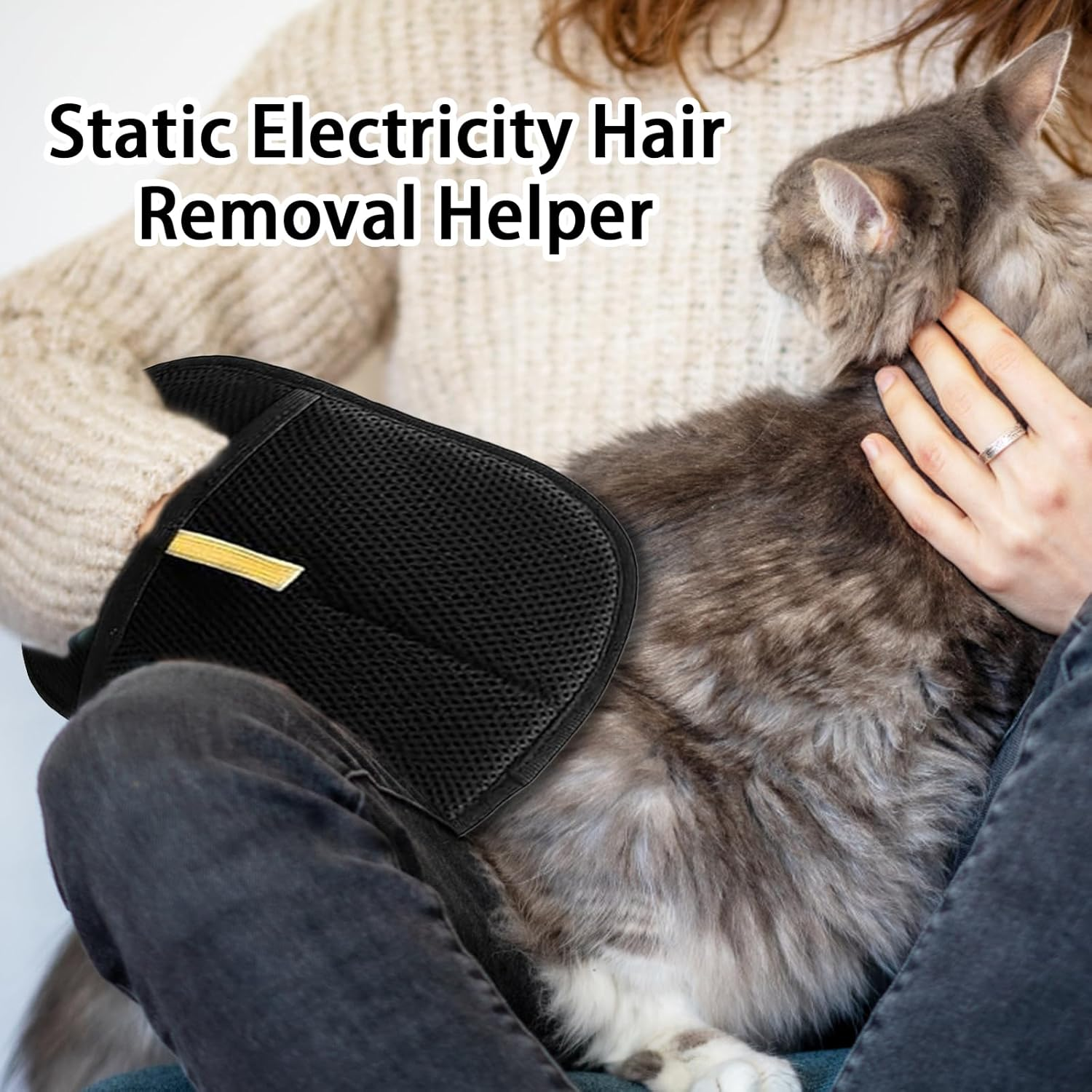 3 Pack Pet Hair Remover Glove, Pet Grooming Gloves for Cats and Dogs, Efficient Hair Removal for Furniture and Clothes, 15X20Cm Black image number 6