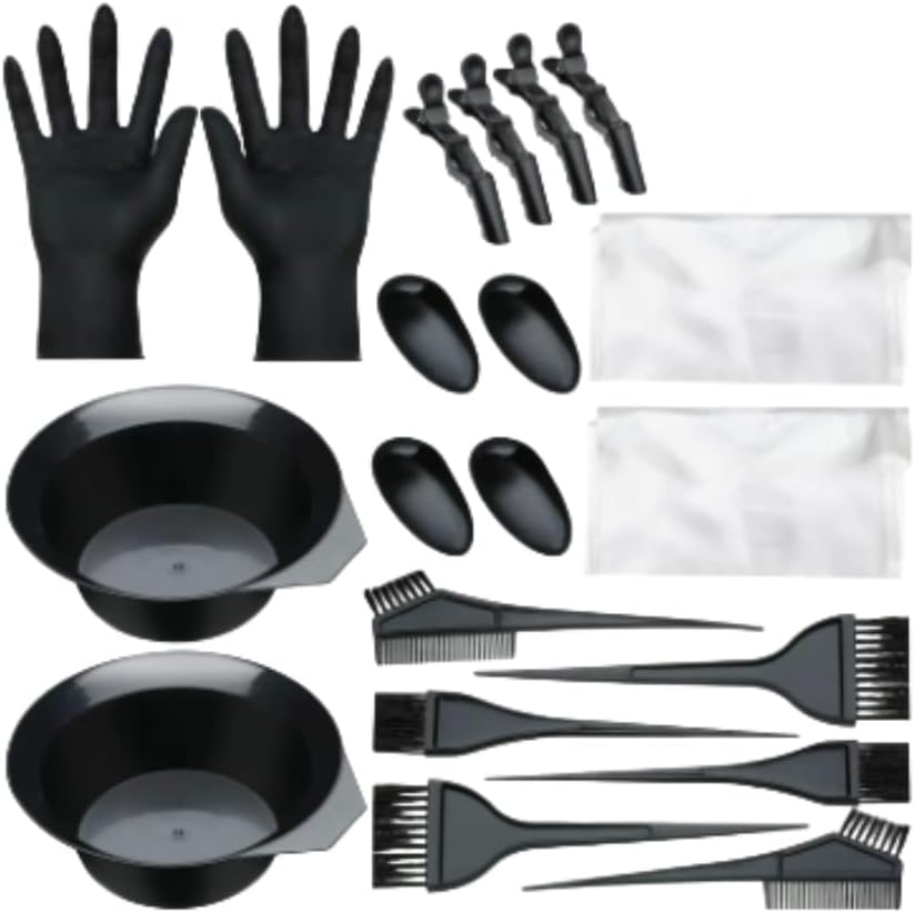 Zxjsisy 20 PCS Hair Dye Coloring Kit, Kapaski Hair Dye Color Brush and Bowl Set,Hair Coloring Bleaching, Hair Dye Tools for DIY Salon. Hair Tinting Bowl/Dye Brush/Ear Cover/Gloves/Tint Comb image number 1