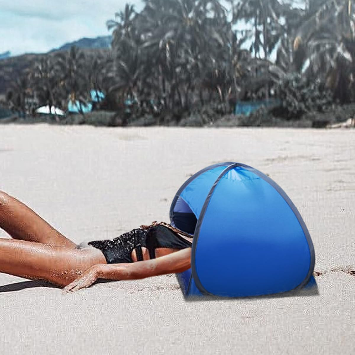 AIMALL Outdoor Beach Sunshade Tent, Automatic Quick Open, Portable UV Protection, Beach Tent for Sunbathing, Available in M ​​And L Sizes