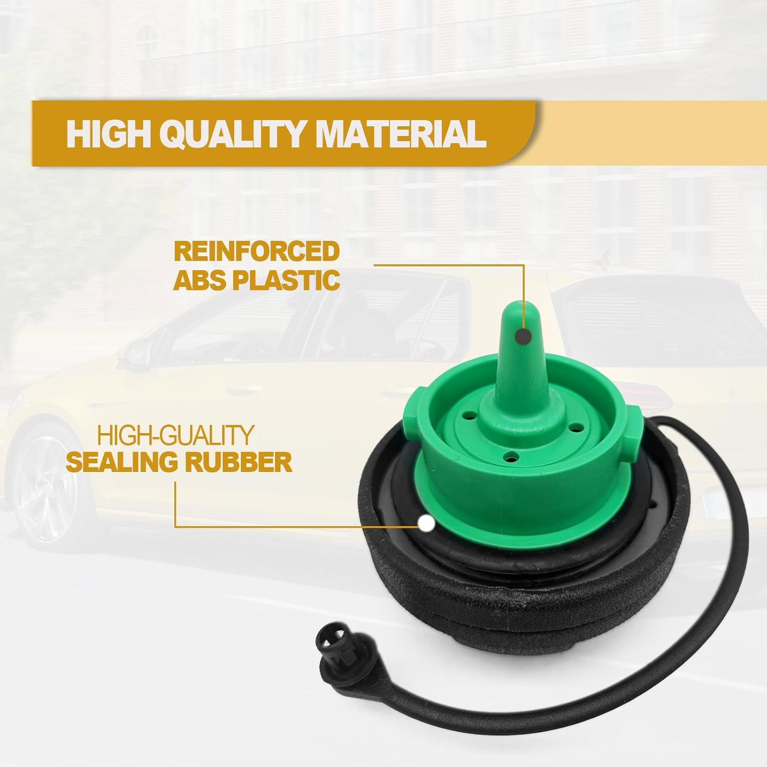 Fuel Tank Cap Gas Cap Compatible with Volkswagen - 2011-2020 VW Jetta, 2015-2020 VW GTI, 2015-2020 VW Golf Retaining Strap Replace 5C0201550T, 5Q0201550L image number 1