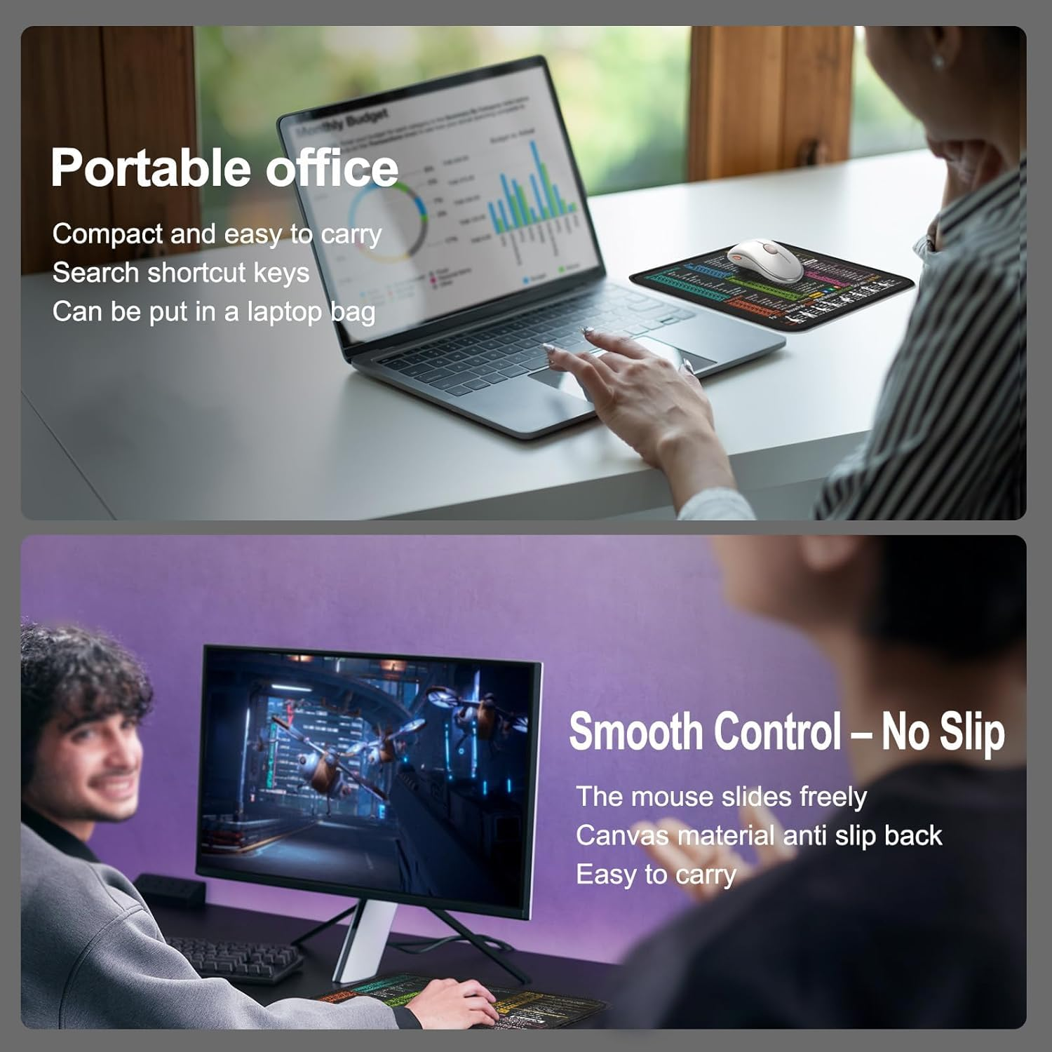 AILRINNI Mouse Pad for Excel/Word/Powerpoint/Windows Shortcuts &ndash; Small Excel Shortcut Keys Mouse Pad &ndash; 11.8"X9.8" Portable Computer Mousepad &ndash; Gaming, Office, Waterproof, Non-Slip, Stitched Edges