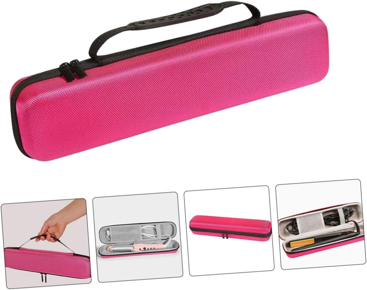 Stylish Pink Hard Case Organizer for Hair Tools Travel Storage Bag for Straighteners Curling Irons Lightweight Multifunctional Use for Hair Styling Accessories image number 6