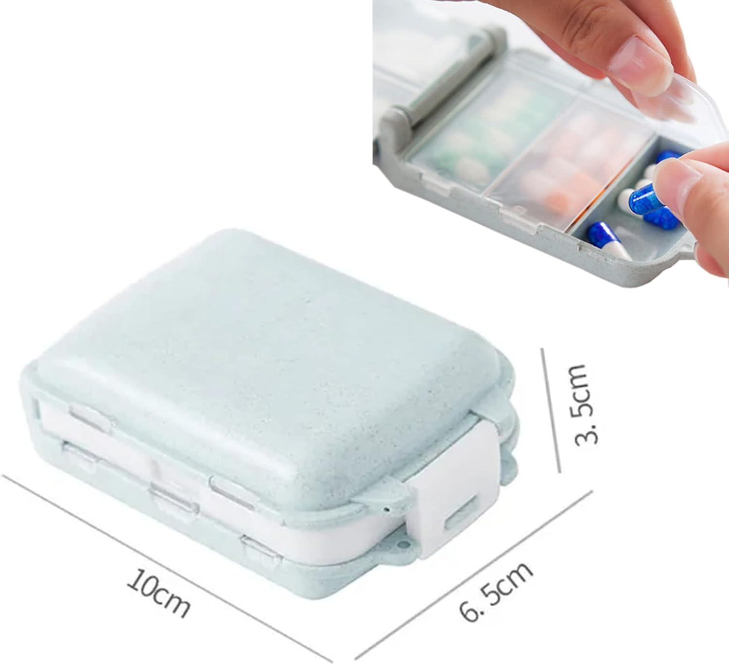 Travel Pill Organizer,Daily Pill Organizer，8 Compartments Portable Pill Box，Small Pill Case ，2 Pcs Medicine Vitamin Container for Vitamins, Cod Liver Oil, Supplements and Medication image number 2