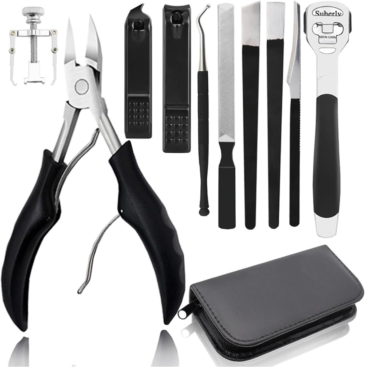 10-Piece Nail Clipper Set-Heavy Duty for Thick/Ingrown Nails,304 Stainless Steel,Ergonomic Handle,Pu Storage Case - Family &Travel Use image number 6