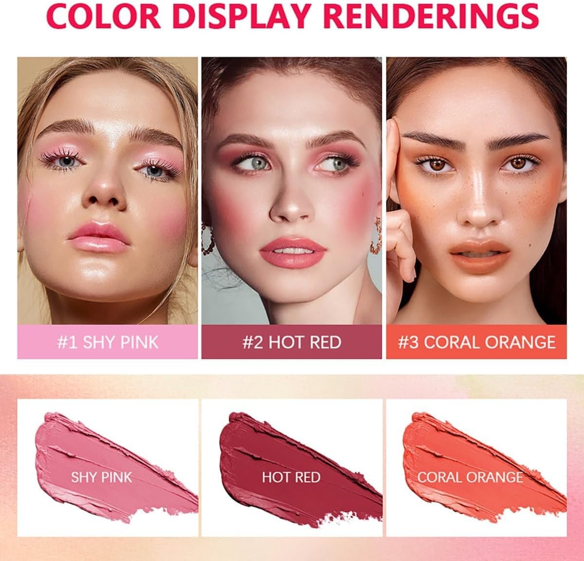 Multi-Use Makeup Blush Stick, Cream Blush, Tinted Solid Moisturizer Stick for Cheek & Eyes & Lips, Waterproof Natural Nude Makeup, Suitable for All Skin (3#Pink, 1 Count) - 3Pink image number 2