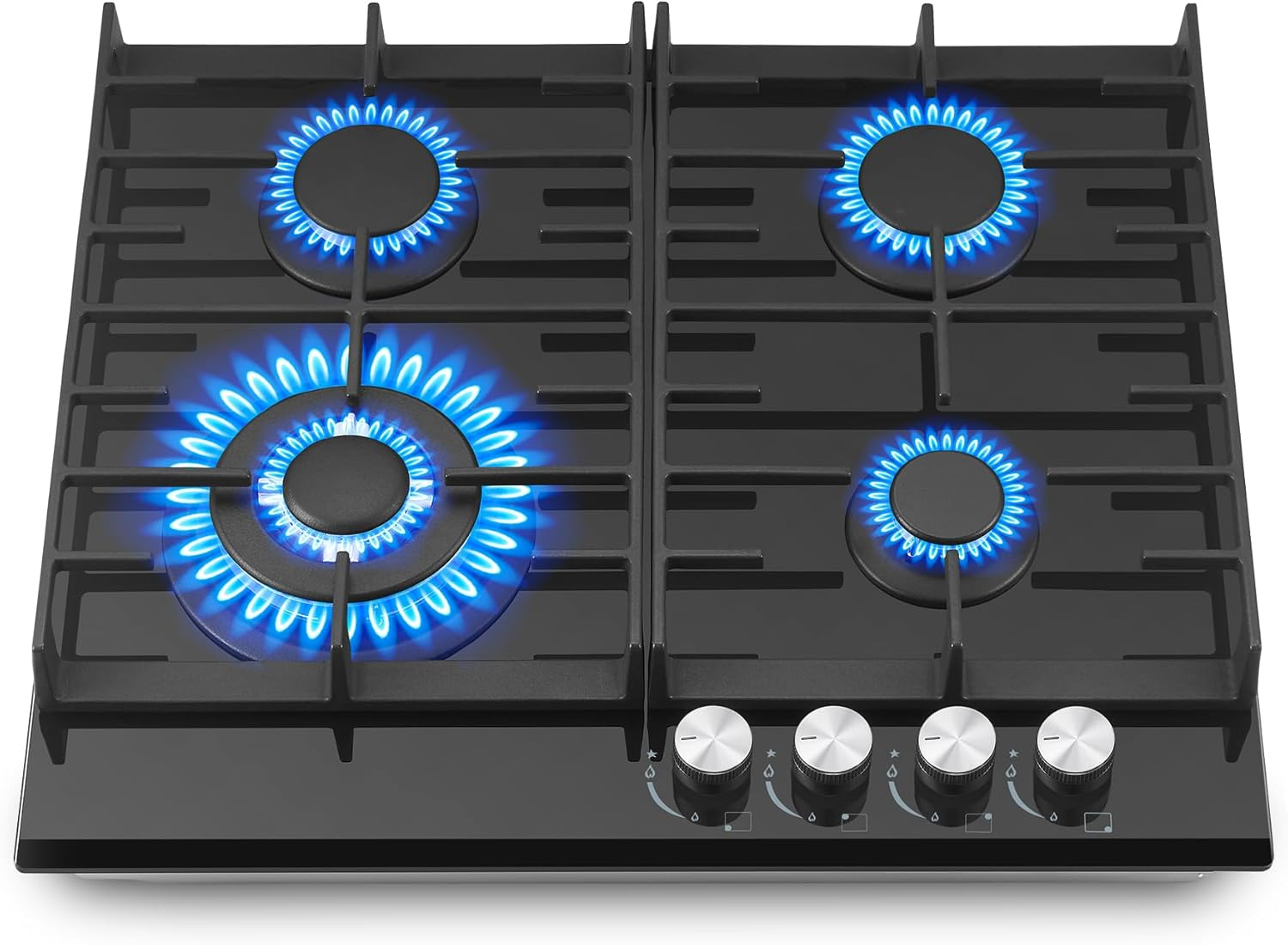 Amzgachfktch 60Cm Built-In Gas Cooktop, 4 Burner Black Tempered Glass Stove with Flame Failure Safety & Dual Fuel (NG/LPG) - for Modern Kitchen, Apartment, Caravan image number 3