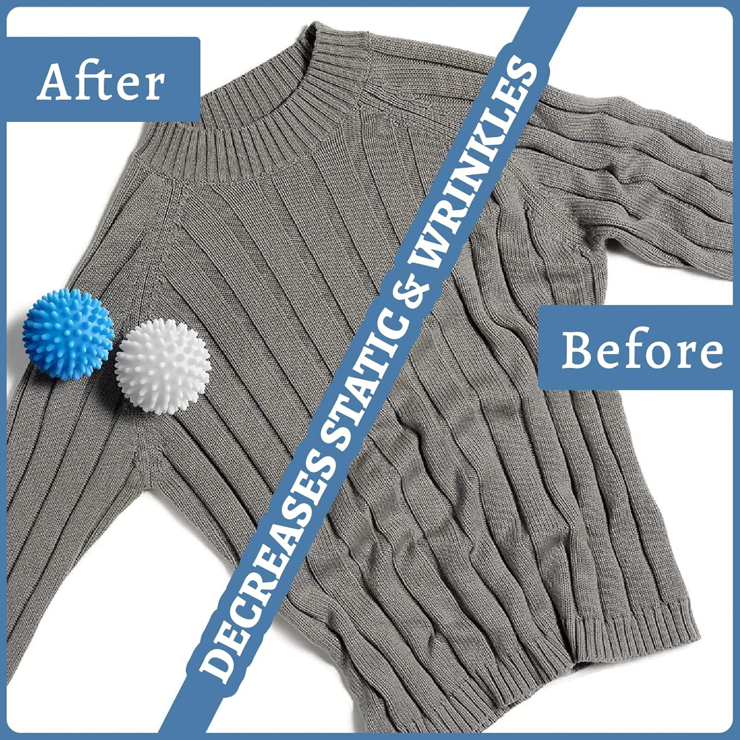 Shanghigh Laundry Dryer Balls Set of 6 - Eco Friendly Fabric Softener Alternatives Soften and Fluff Clothes Wrinkle Release, Drying Ball for Reduce Drying Time and save on Energy - Blue, Pink, White image number 5