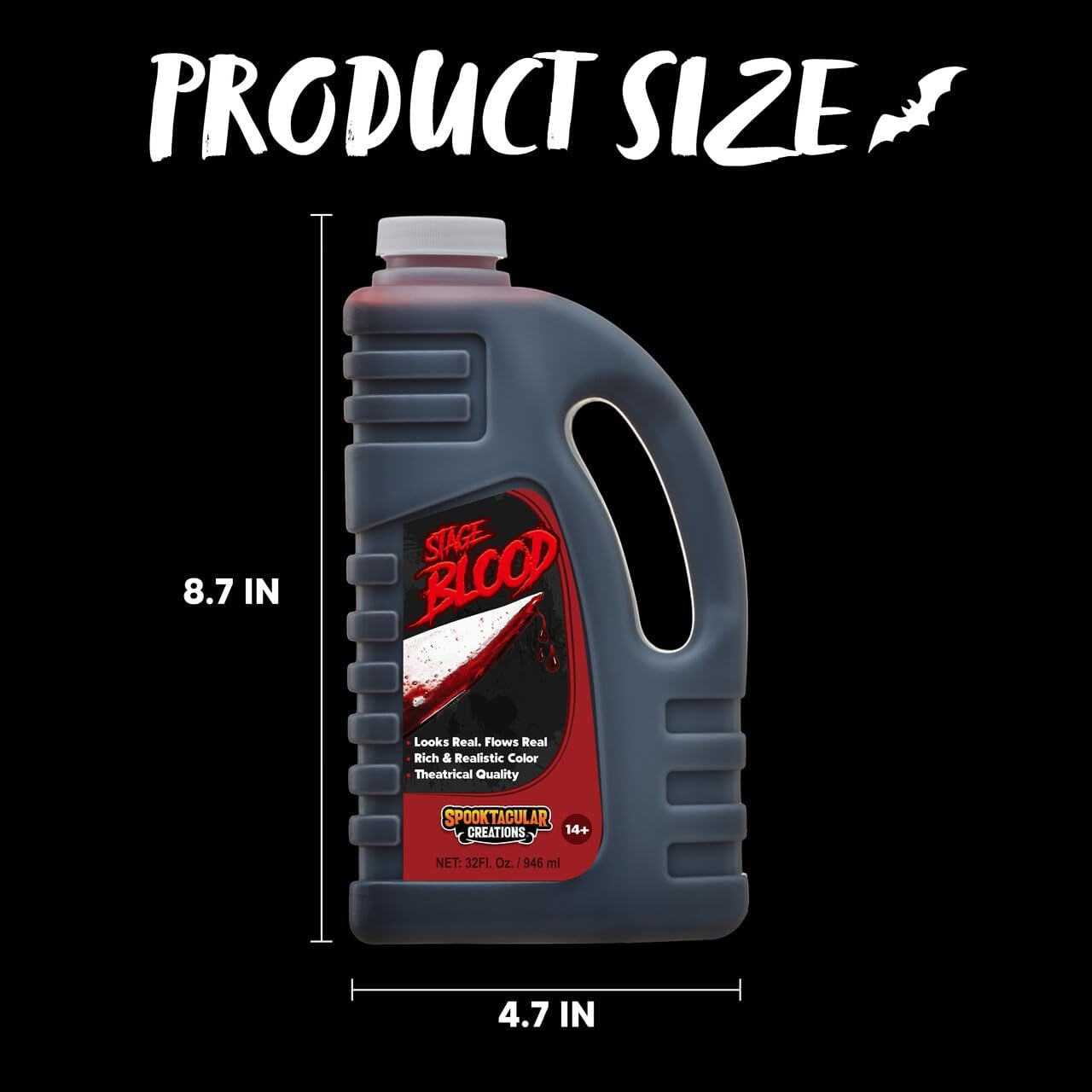 Spooktacular Creations 32 Oz Fake Halloween Vampire Blood Bottle for Halloween Costume, Zombie, Vampire and Monster Makeup & Dress Up