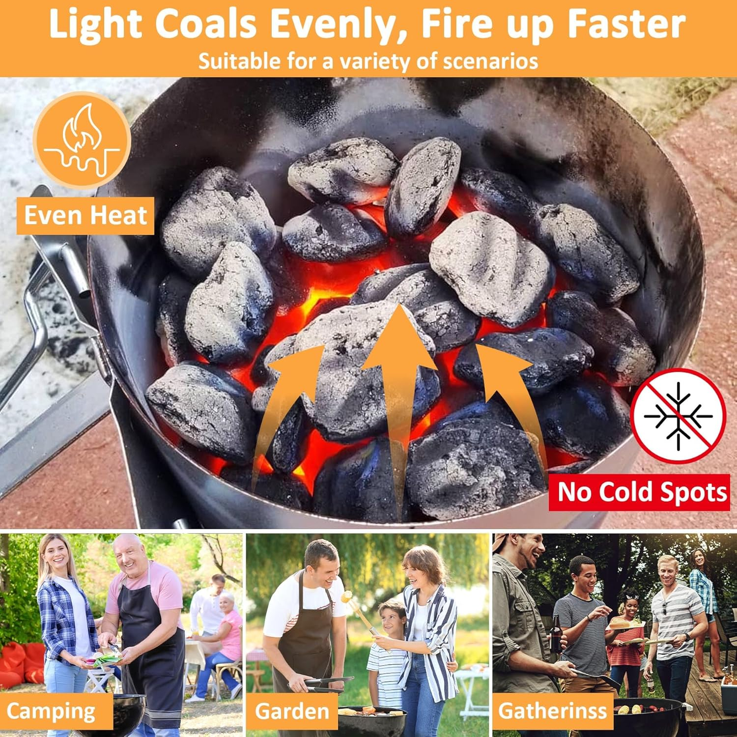 Chimney Starter, Charcoal Starter Chimney, BBQ Charcoal Chimney with Safety Handle for Weber Charcoal Grill Accessories, Replecement for Weber 7416 Chimney Starter image number 2