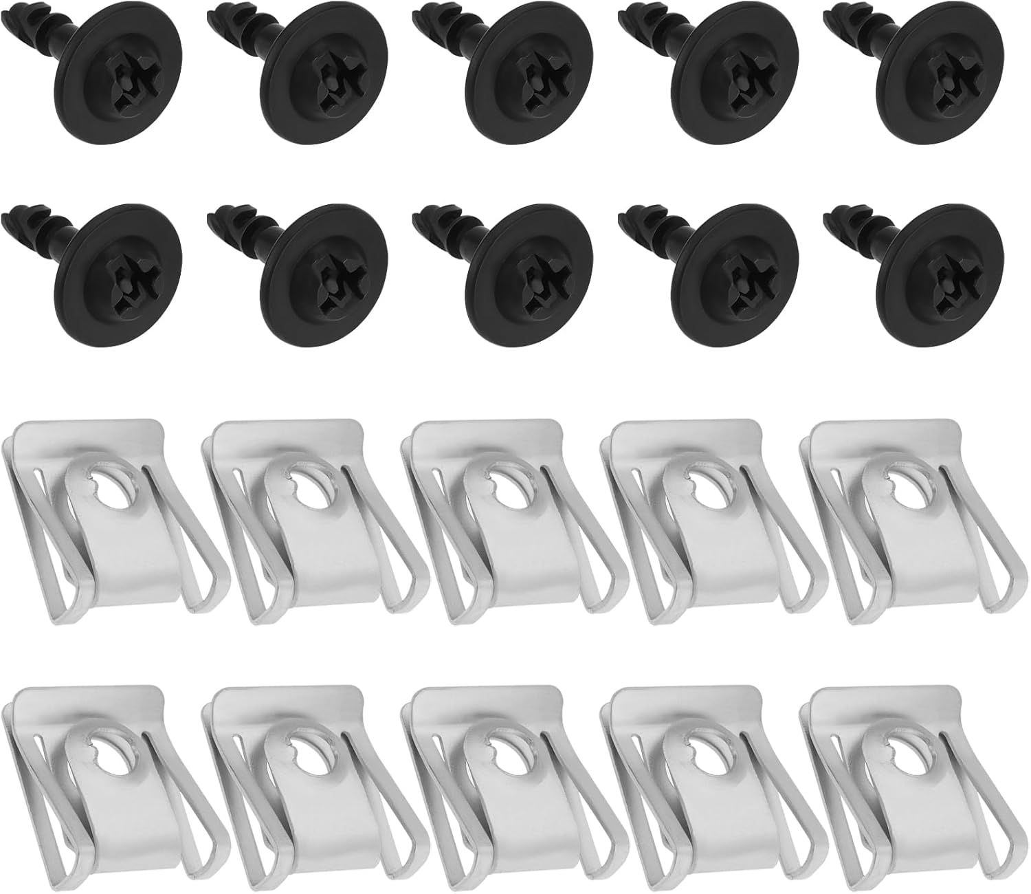 10 Sets Car Engine Cover U Nut with Screw Fasteners Replacement Part 8K0805121 8K0805922A Compatible with Audi Compatible with VW image number 3