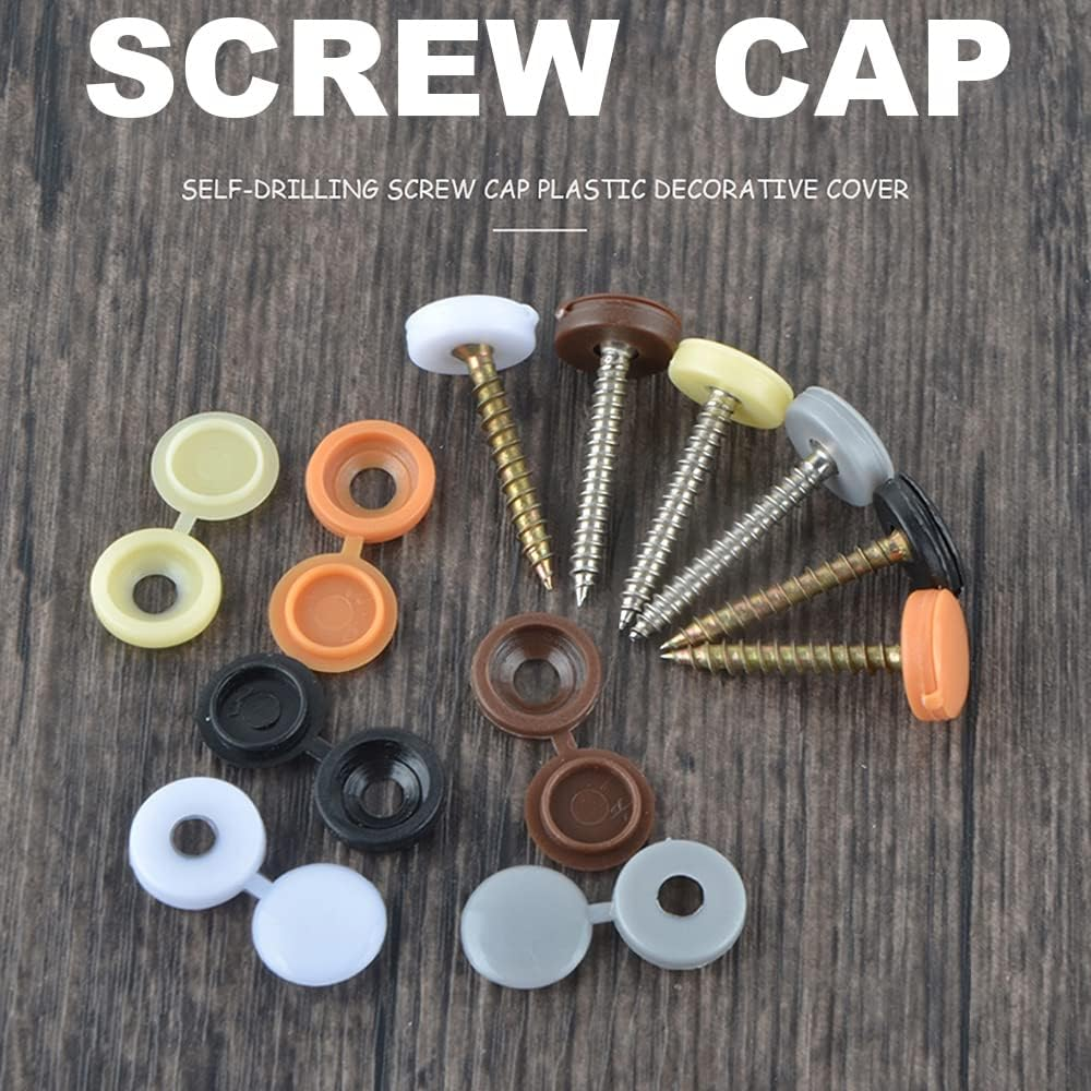 200 Pieces Hinged Screw Cover Caps, Fold Screw Snap Covers Washer Flip Tops, Colorful Screw Cap Covers (200Pcs) image number 2