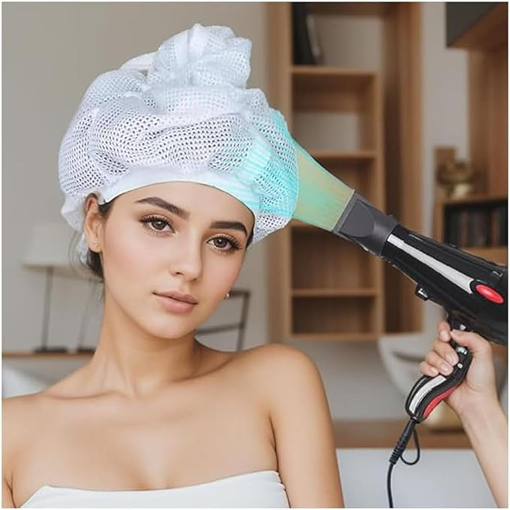 Net Plopping for Curly Hair,Upgraded Net Plopping for Curly Hair Drying, Net Plopping Bonnet with Drawstring, Adjustable Net Plopping Cap (White)