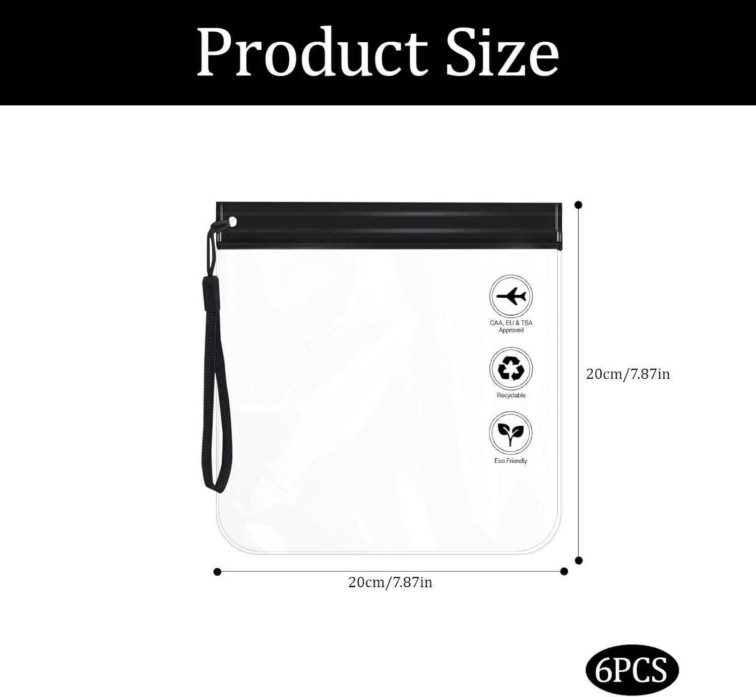 6Pcs Travel Toiletry Bag, Portable Travel Clear Toiletry Bag, Sealed and Waterproof Clear Makeup Bag, Tsa-Approved Toiletries Bag, Essential Luggage for Men and Women during Festivals, 20 * 20Cm image number 3