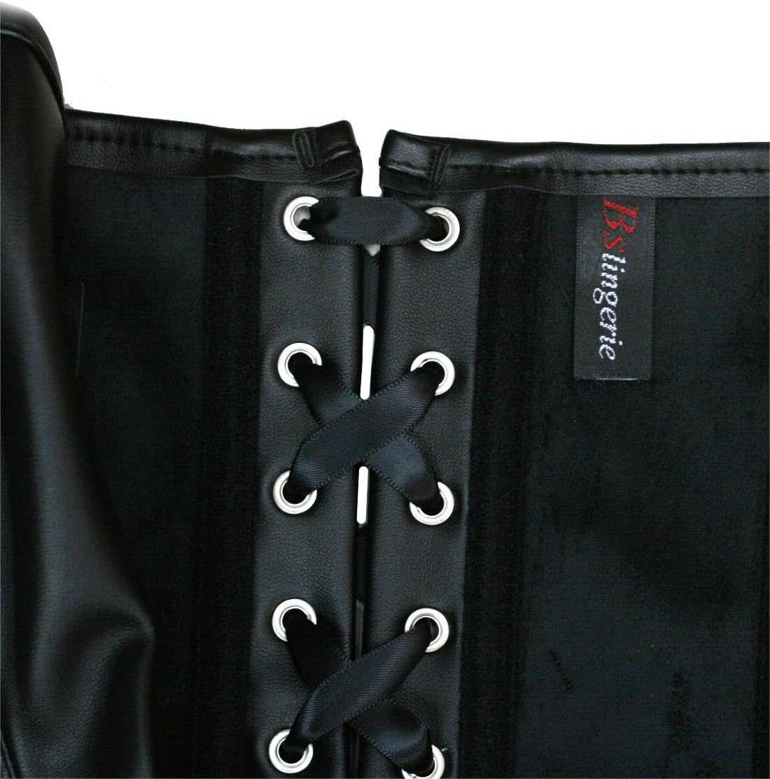 BSLINGERIE Womens Faux Leather Zipper Front Bustier Corset image number 5