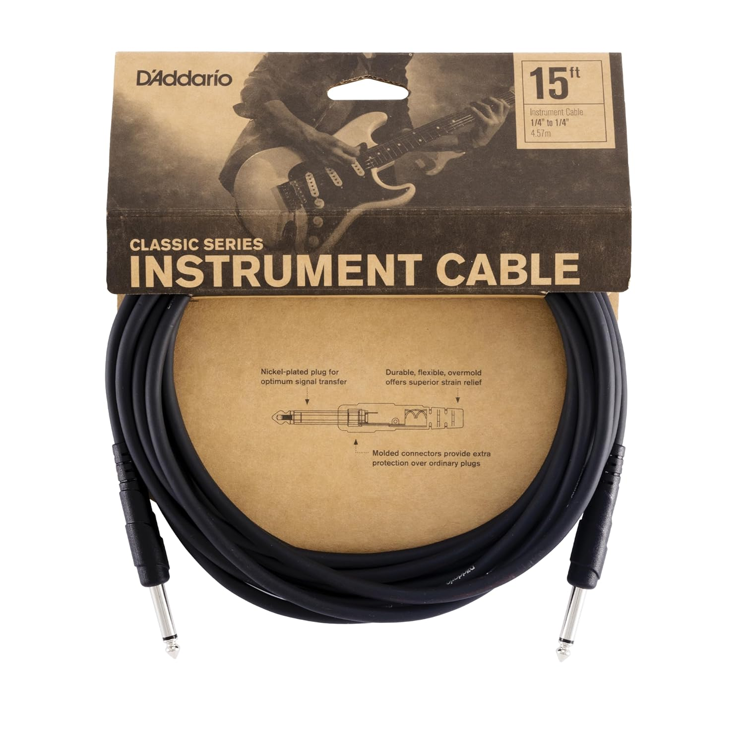 Planet Waves Classic Series Instrument Cable, Right Angle Plug, 10 Feet