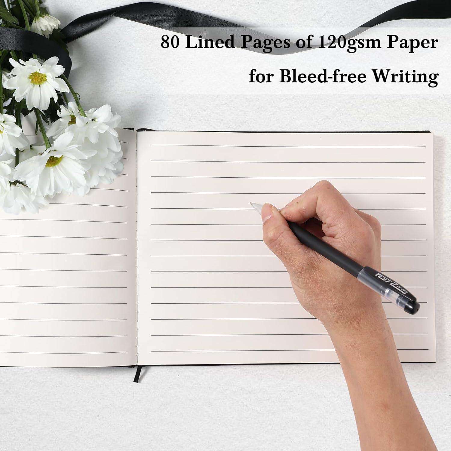 Funeral Guest Book for Memorial Service, in Loving Memory Funeral Guest Book, Celebration of Life Guest Book Black Linen Hardcover Memory Book for Funeral Guest Sign in Guestbook for Funeral Service image number 6