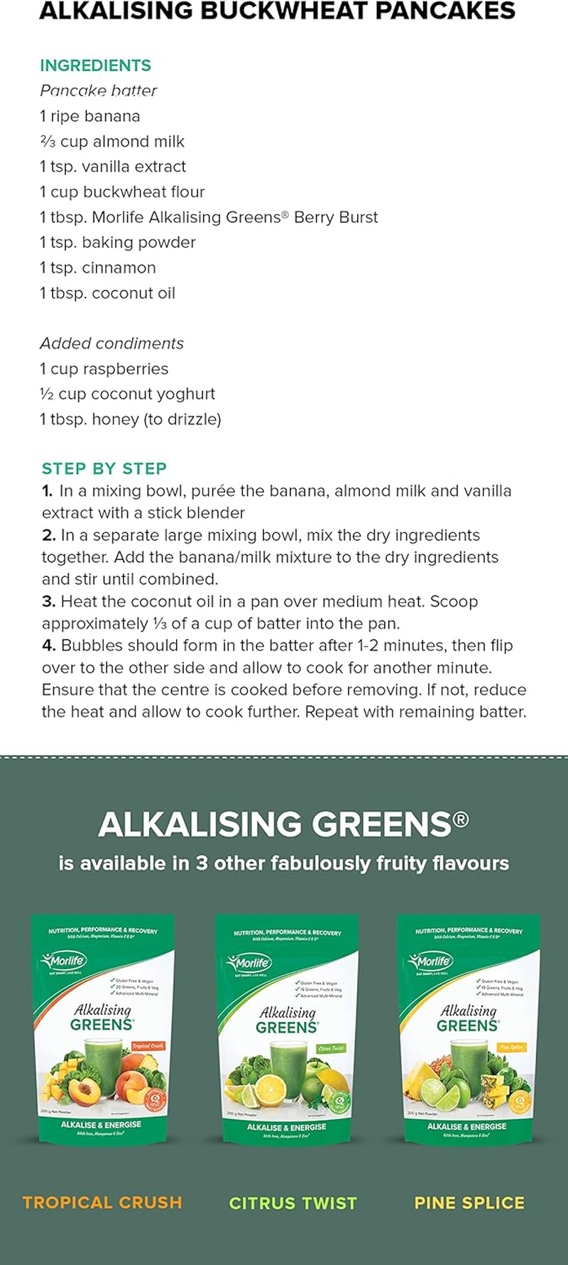 Morlife Alkalising Greens Powder Supplement, Berry Burst, 20 Super Greens, Fruits and Vegetables, Pre & Probiotics, Key Alkalizing Minerals, Vegetarian Superfood Formula, 7 Oz, 20 Servings image number 6