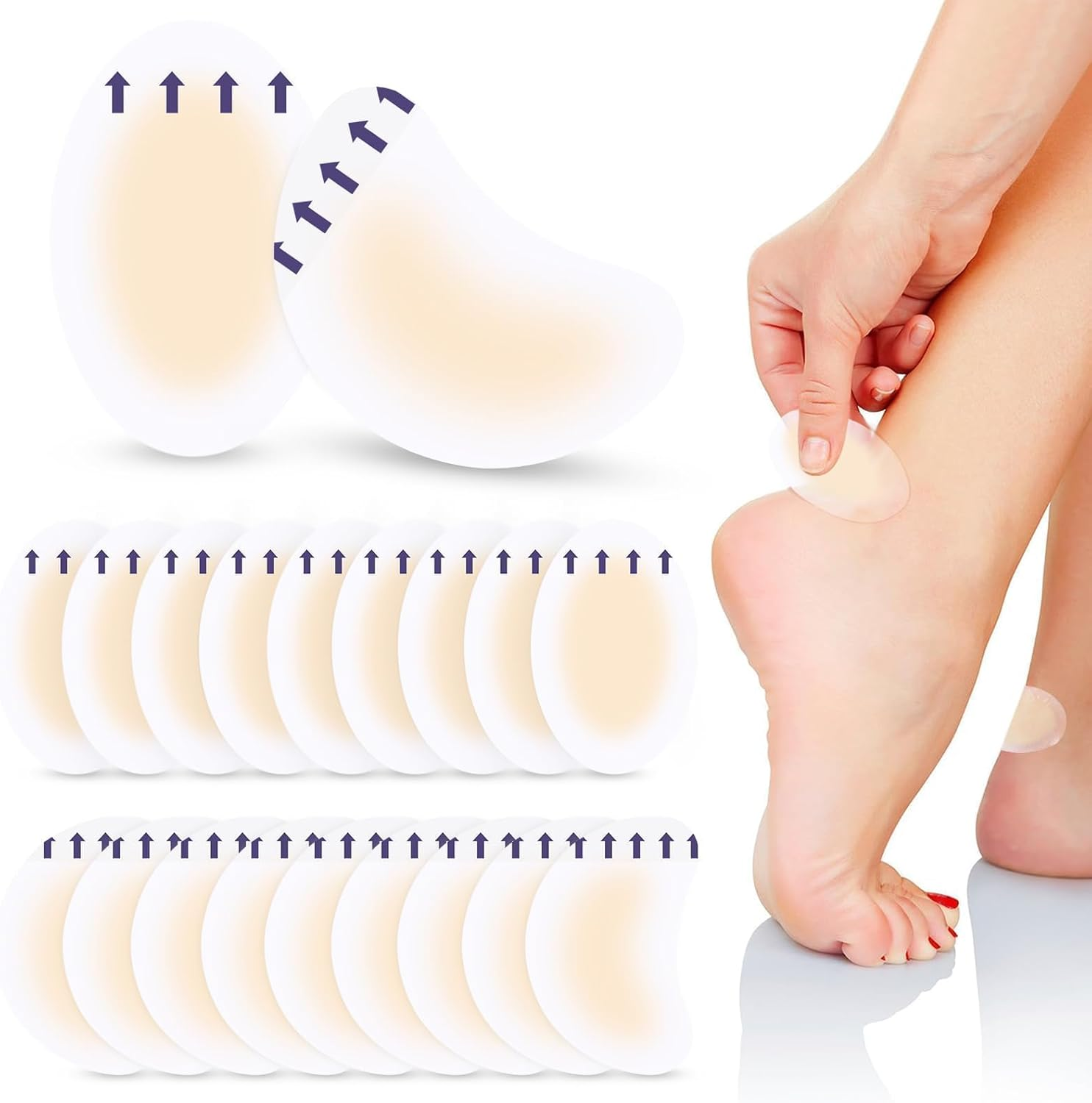 Blister Bandages, 40Pcs Invisible Gel Blister Cushions, Hydrocolloid Waterproof Adhesive Bandages for Foot, Toe, and Heel Blister Prevention and Recovery (Oval and Crescent,40Pcs) image number 4