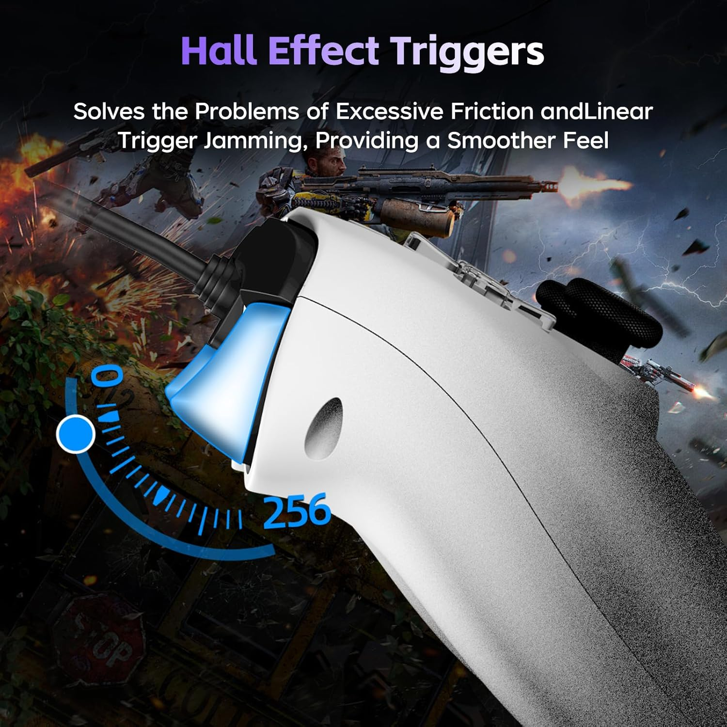 NBCP Wired Controller for Playstation 5, PS5, PC, PS4, USB Gamepad Joystick for Windows 7/8/10, Laptop, Steam - Dual Vibration, Turbo Function, Hall Effect Trigger, 6 Axis Gyro Sensor, 3.5Mm Audio image number 2